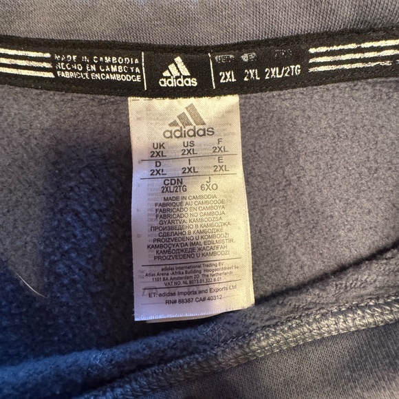 adidas Men's 2XL Gray Logo Crew Neck Pullover Sweater Long Sleeve - Picture 2 of 11